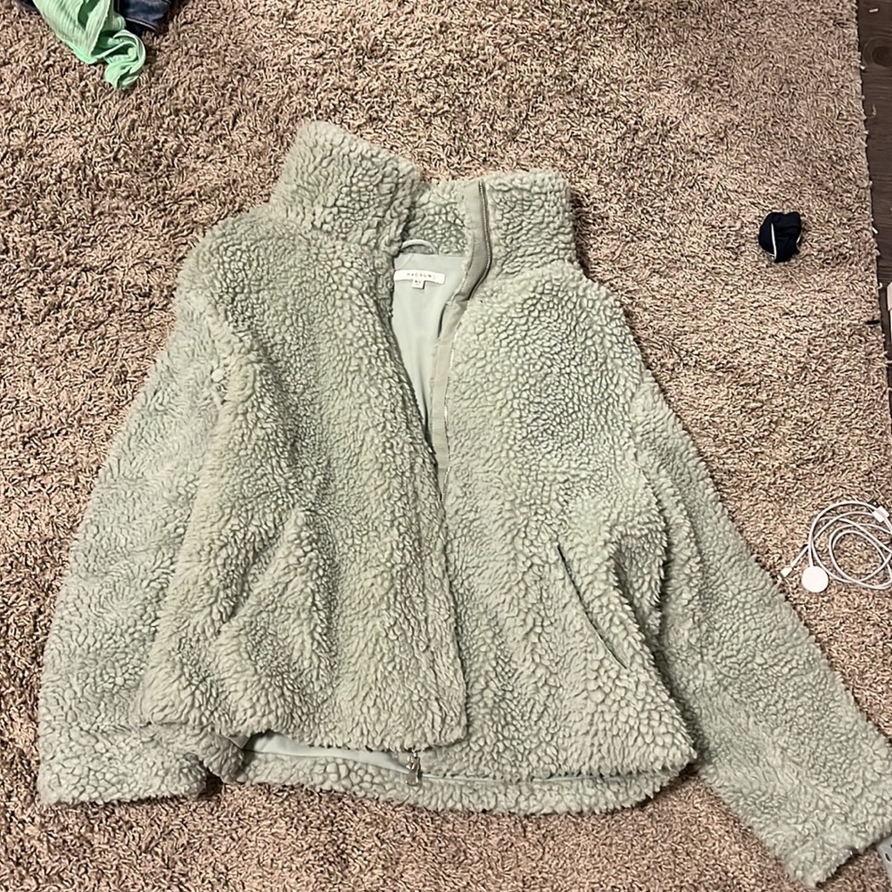 ~Sherpa Teddy Mint Green pacsun oversized coat pastel ~ size medium/largest~